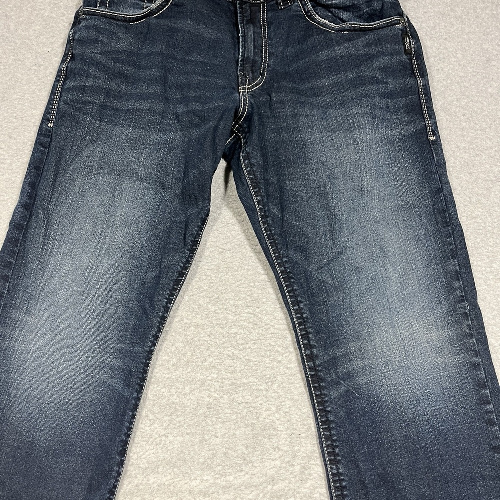Silver Jeans Mens 32x30 (Fit 32x29) Blue Eddie Straight Denim Embroidered Medium - Picture 6 of 11